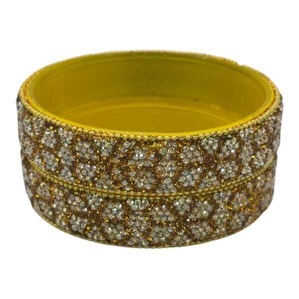 Glass Bangles- Yellow Color- 2 Bangles Set, Product Code: V-2660 - Image 2