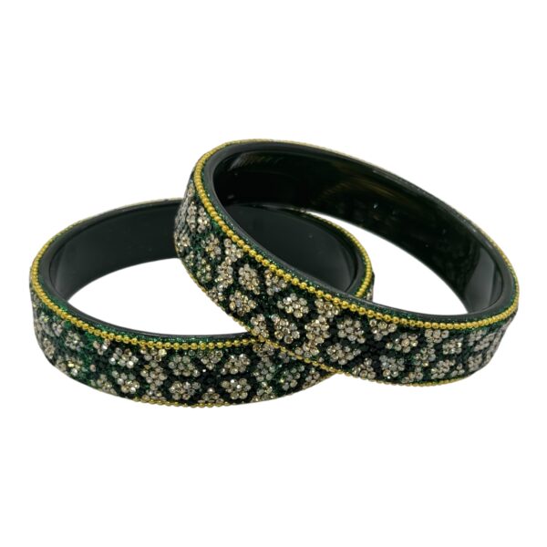 Glass Bangles- Green Color- 2 Bangles Set, Product Code: V-2661