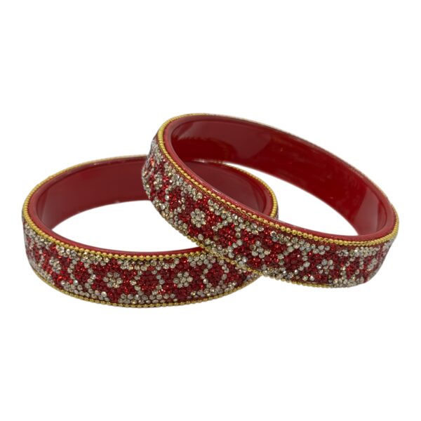 Glass Bangles- Red Color- 2 Bangles Set, Product Code: V-2663