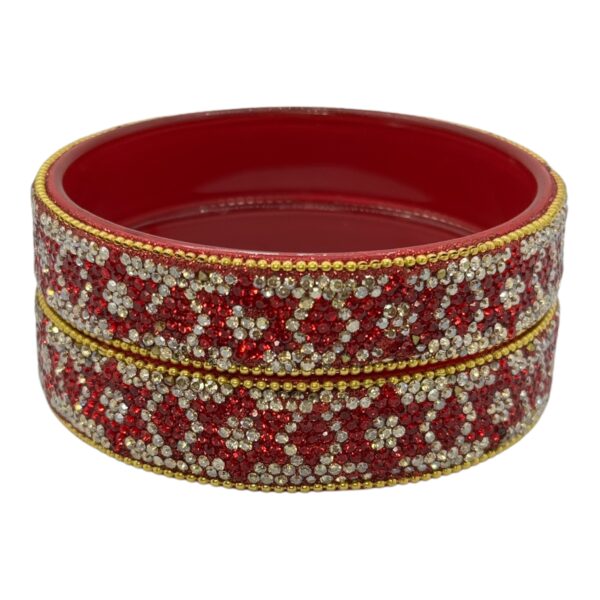 Glass Bangles- Red Color- 2 Bangles Set, Product Code: V-2663 - Image 2