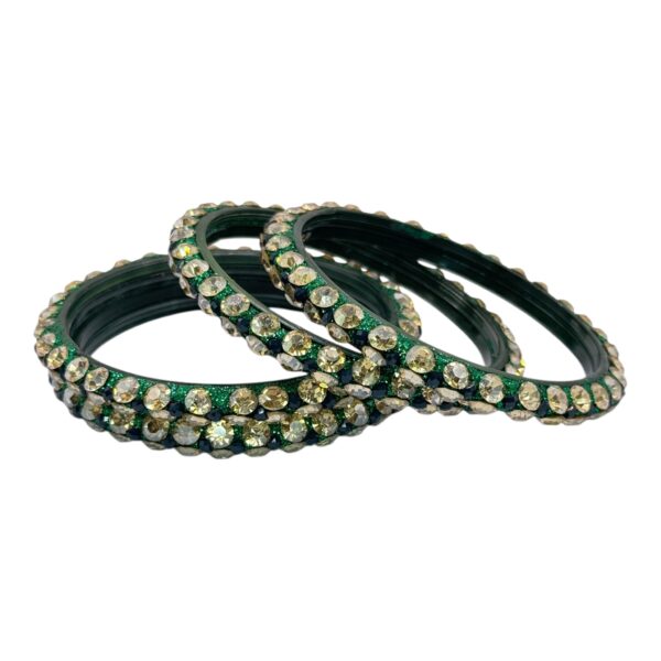 Glass Bangles- Green Color- 4 Bangles Set, Product Code: V-2664