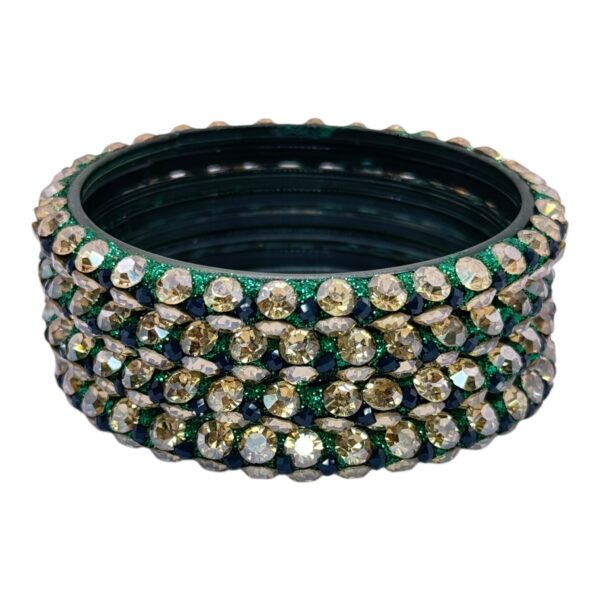 Glass Bangles- Green Color- 4 Bangles Set, Product Code: V-2664 - Image 2