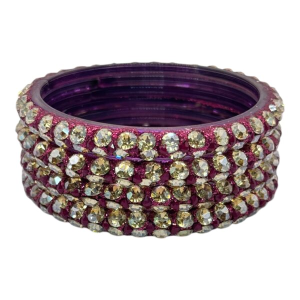 Glass Bangles- Pink Color- 4 Bangles Set, Product Code: V-2665 - Image 2