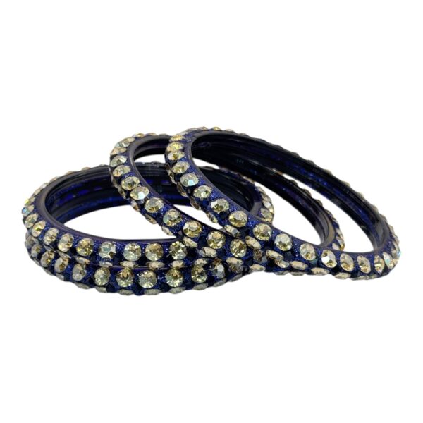 Glass Bangles- Blue Color- 4 Bangles Set, Product Code: V-2666