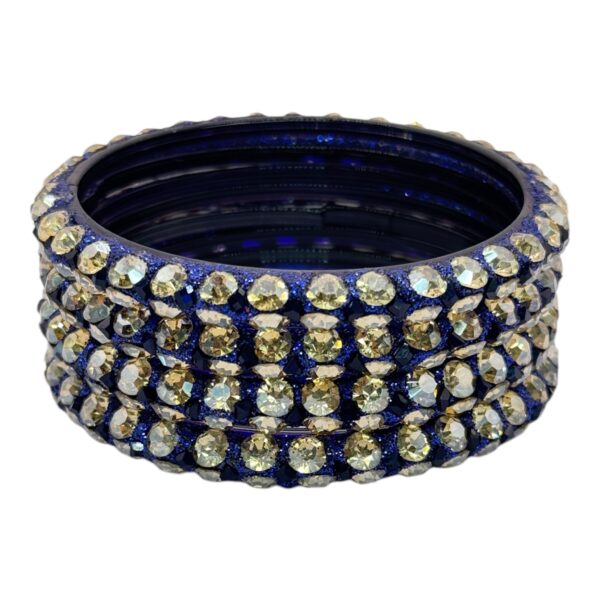 Glass Bangles- Blue Color- 4 Bangles Set, Product Code: V-2666 - Image 2