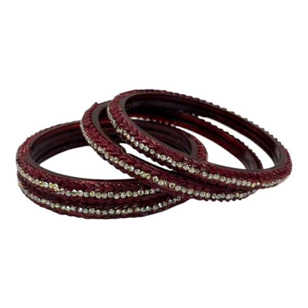 Glass Bangles- Maroon Color- 4 Bangles Set, Product Code: V-2667