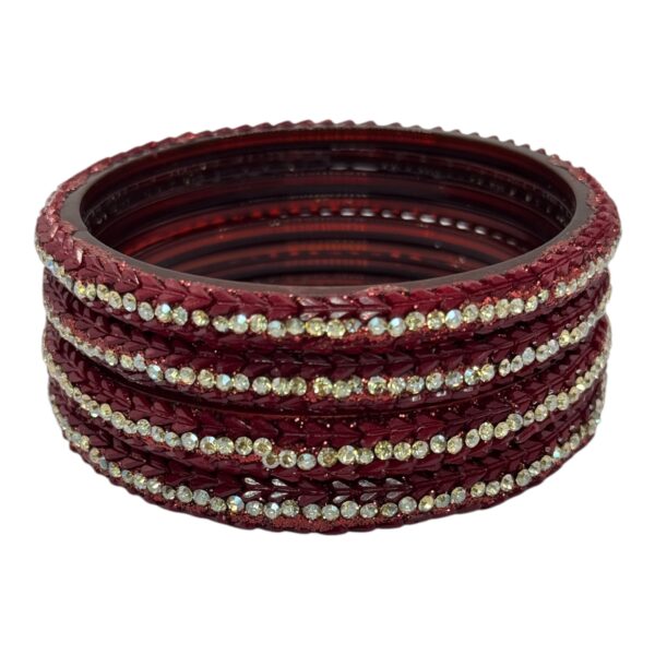 Glass Bangles- Maroon Color- 4 Bangles Set, Product Code: V-2667 - Image 2