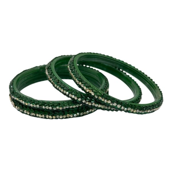 Glass Bangles- Green Color- 4 Bangles Set, Product Code: V-2668