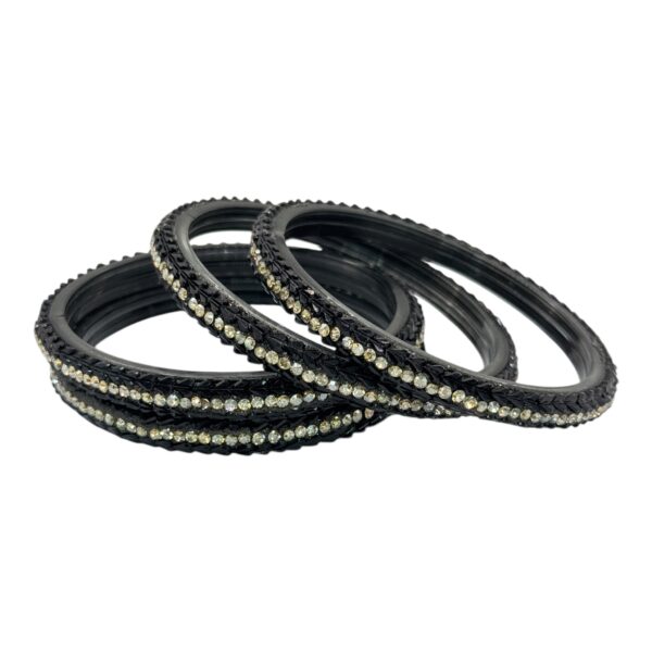 Glass Bangles- Black Color- 4 Bangles Set, Product Code: V-2669