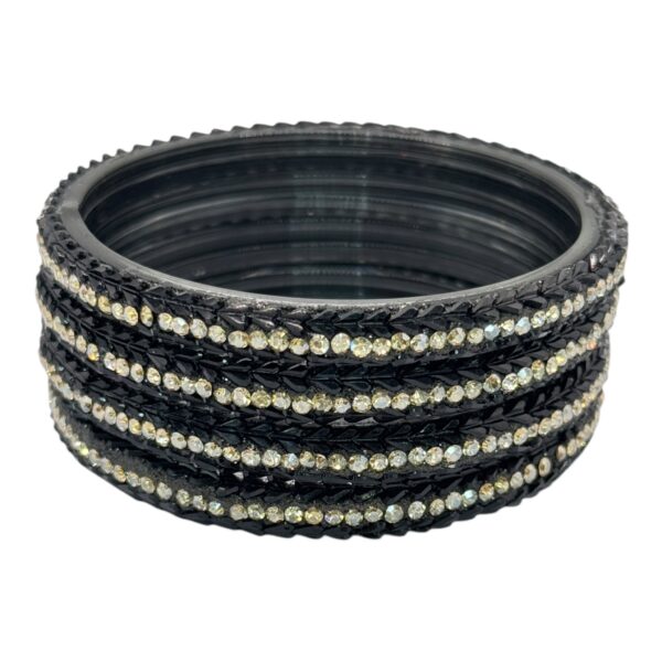 Glass Bangles- Black Color- 4 Bangles Set, Product Code: V-2669 - Image 2