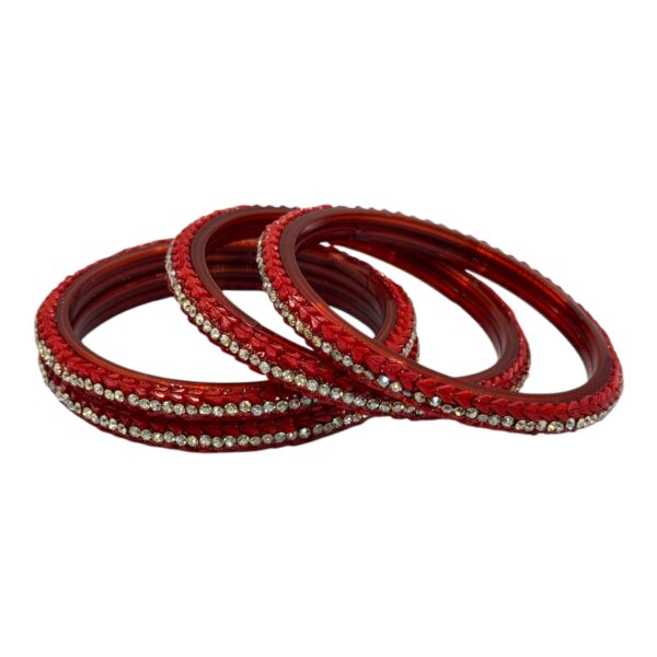 Glass Bangles- Red Color- 4 Bangles Set, Product Code: V-2670