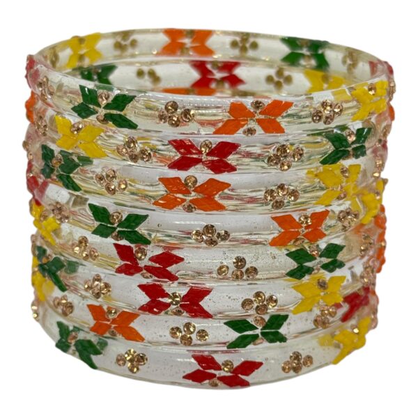 Glass Bangles- Multi Color- 8 Bangles Set, Product Code: V-2677 - Image 2