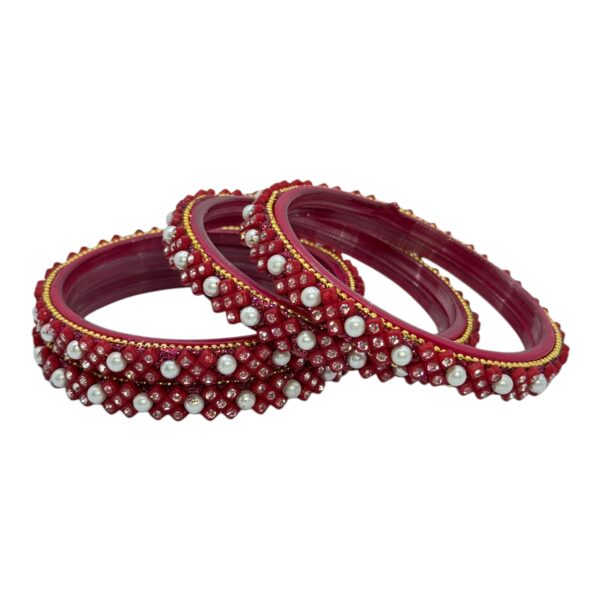 Glass Bangles- Pink Color- 4 Bangles Set, Product Code: V-2680