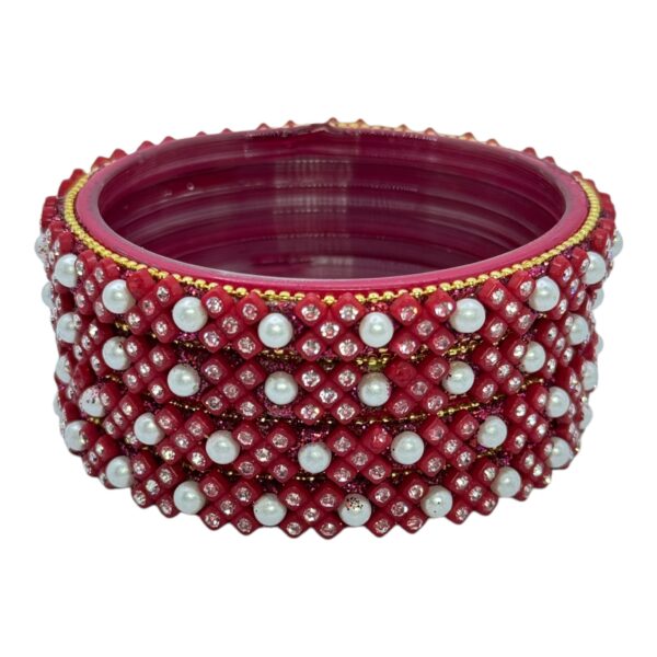 Glass Bangles- Pink Color- 4 Bangles Set, Product Code: V-2680 - Image 2