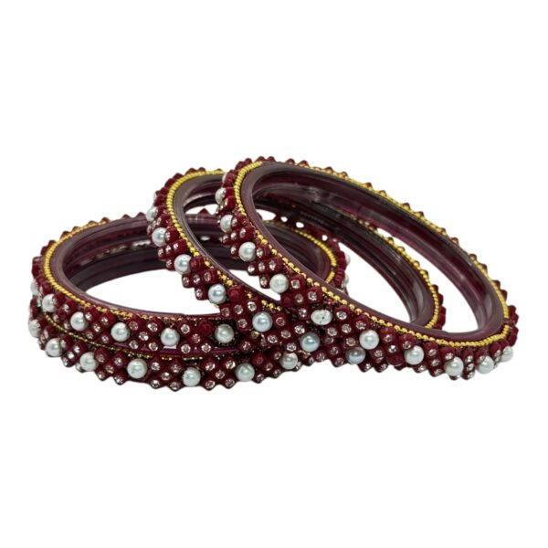 Glass Bangles- Maroon Color- 4 Bangles Set, Product Code: V-2681