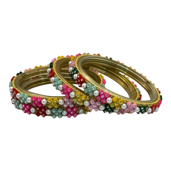 Glass Bangles- Multi Color- 4 Bangles Set, Product Code: V-2684