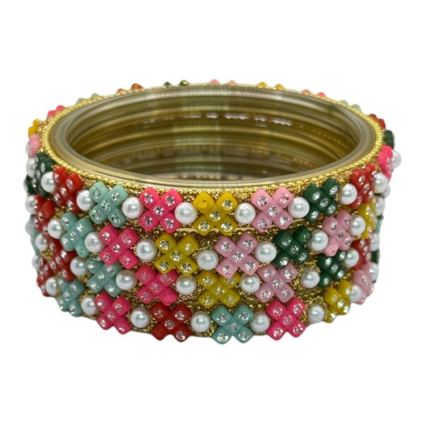 Glass Bangles- Multi Color- 4 Bangles Set, Product Code: V-2684 - Image 2