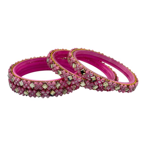 Glass Bangles- Pink Color- 4 Bangles Set, Product Code: V-2686