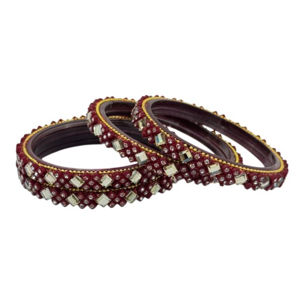 Glass Bangles- Maroon Color- 4 Bangles Set, Product Code: V-2687