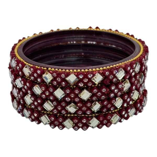 Glass Bangles- Maroon Color- 4 Bangles Set, Product Code: V-2687 - Image 2