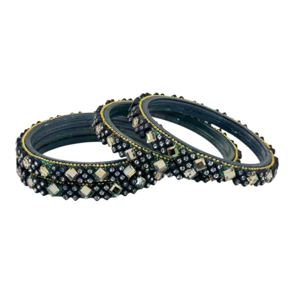 Glass Bangles- Green Color- 4 Bangles Set, Product Code: V-2688