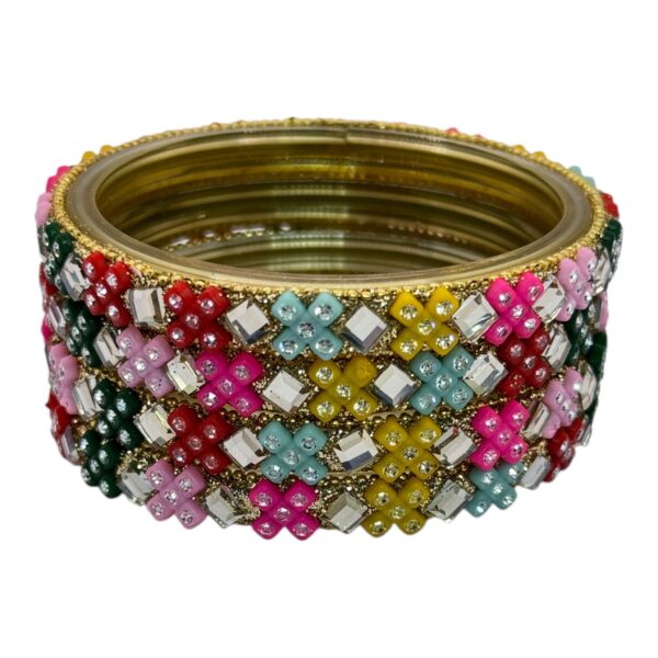 Glass Bangles- Multi Color- 4 Bangles Set, Product Code: V-2690 - Image 2