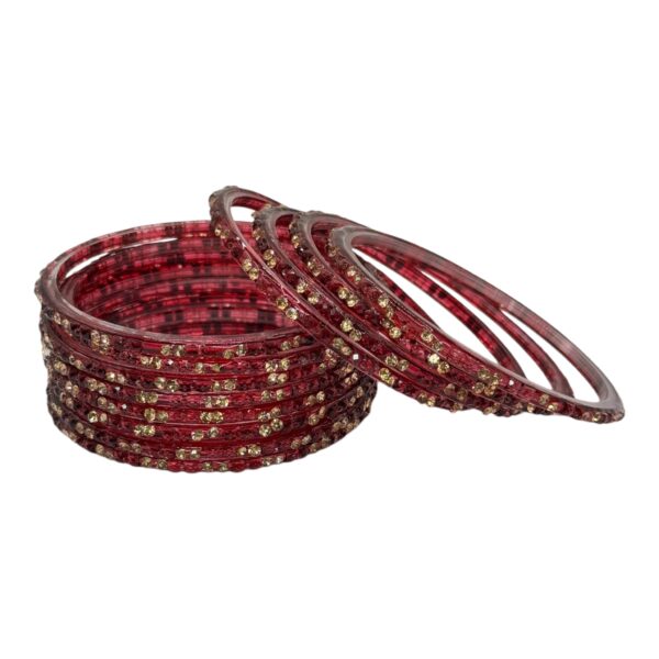 Glass Bangles- Maroon Color- 12 Bangles Set, Product Code: V-2692