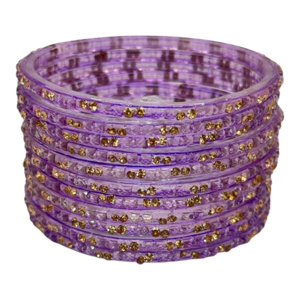 Glass Bangles- Violet Color - 12 Bangles Set, Product Code: V-2701 - Image 2