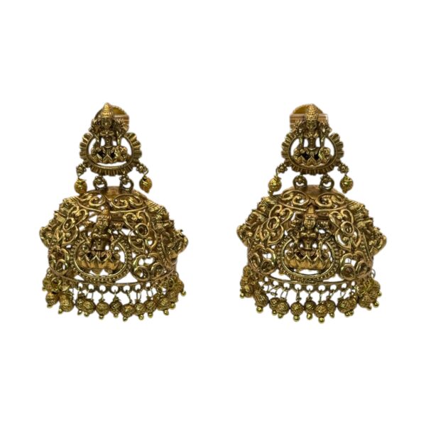 Gold Jhumka- Lakshmi Design, Product Code: V-2711