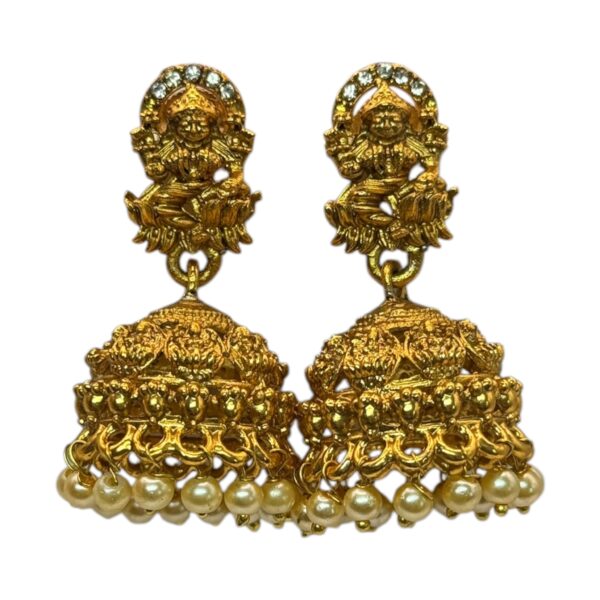 Gold Jhumka- Lakshmi Design, Product Code: V-2725