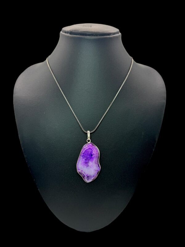 Fancy Mid- Length Chain- Violet Color Stone Pendant, V-2739