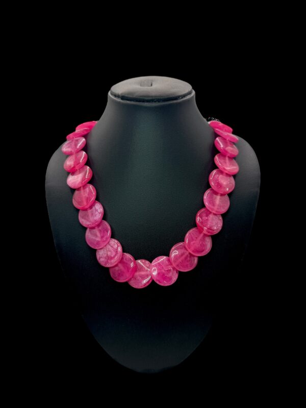 Fancy Short Beads Necklace- Pink Color , V-2748