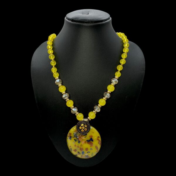 Fancy Long Beads Chain- Yellow Color , V-2751