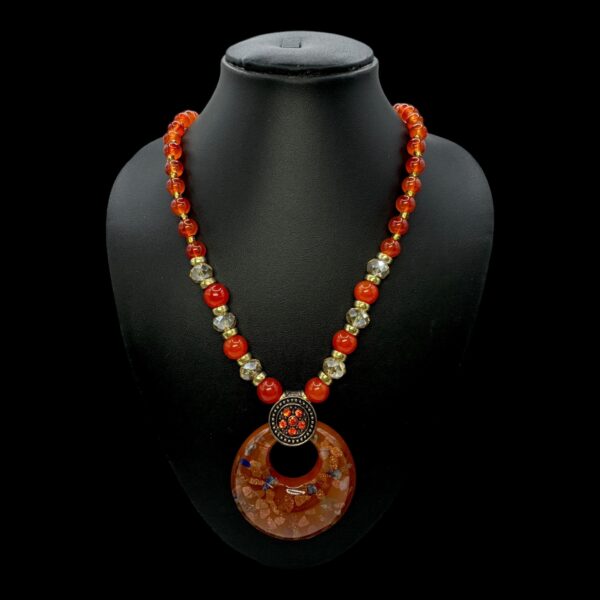 Fancy Long Beads Chain- Orange Color, V-2753