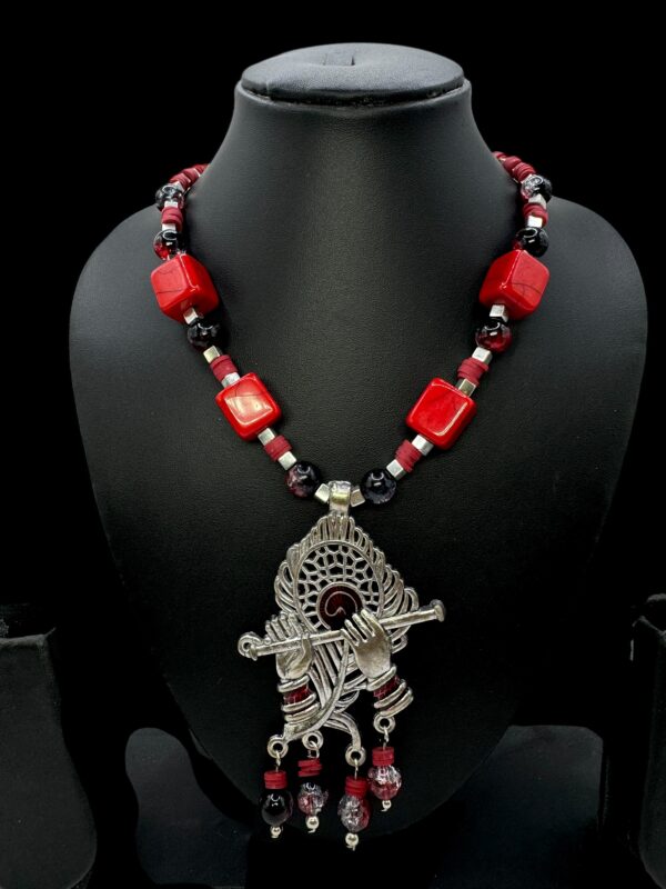 Fancy Long Beads Chain- Red Color , V-2755