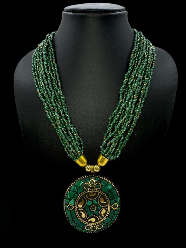 Fancy Short Beads Necklace- Green Color, V-2758