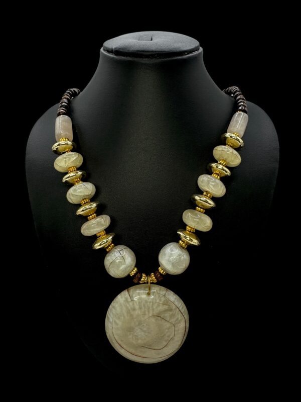 Fancy Short Beads Necklace- White Color, V-2760