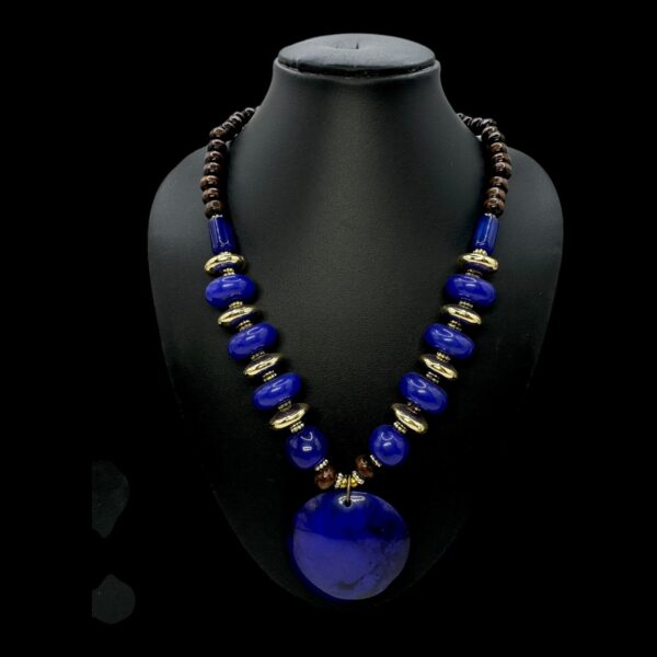 Fancy Short Beads Necklace- Blue Color, V-2761