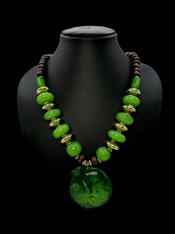 Fancy Short Beads Necklace- Green Color, V-2762