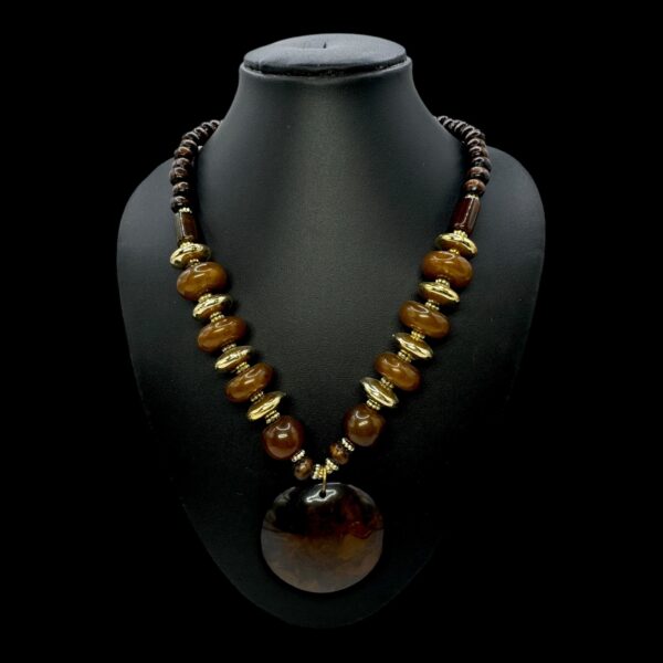 Fancy Short Beads Necklace- Brown Color, V-2764