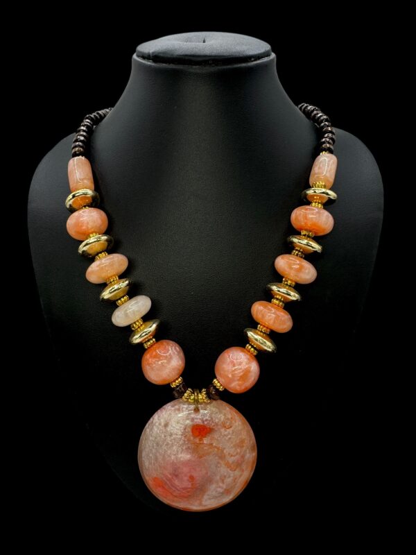 Fancy Short Beads Necklace- Light Orange Color, V-2766