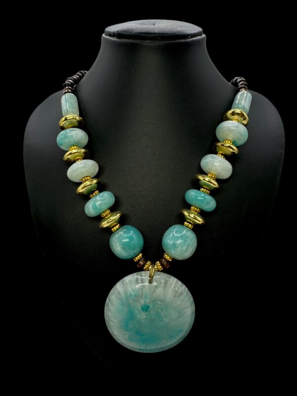 Fancy Short Beads Necklace- Light Blue Color, V-2768