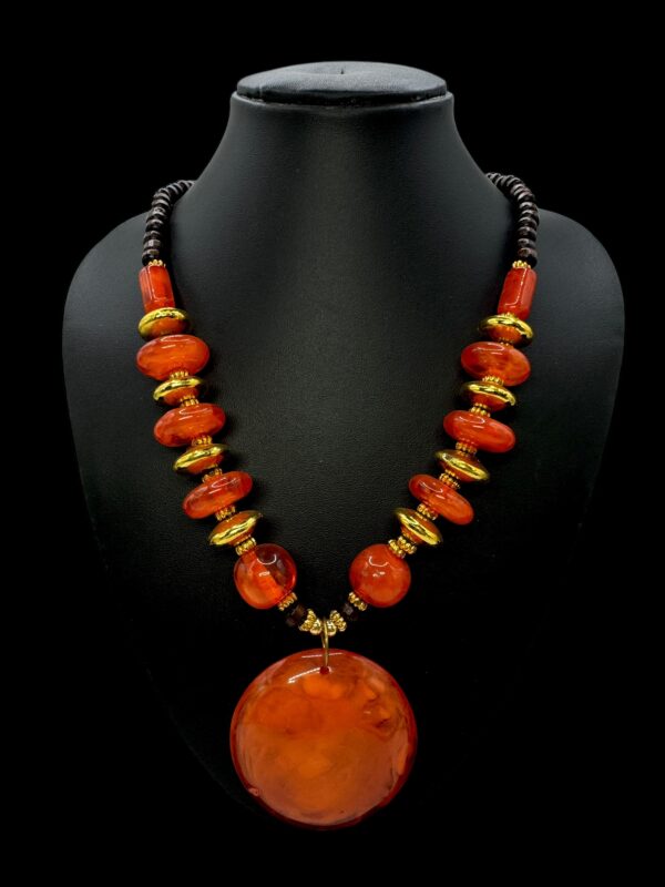 Fancy Short Beads Necklace- Orange Color, V-2769