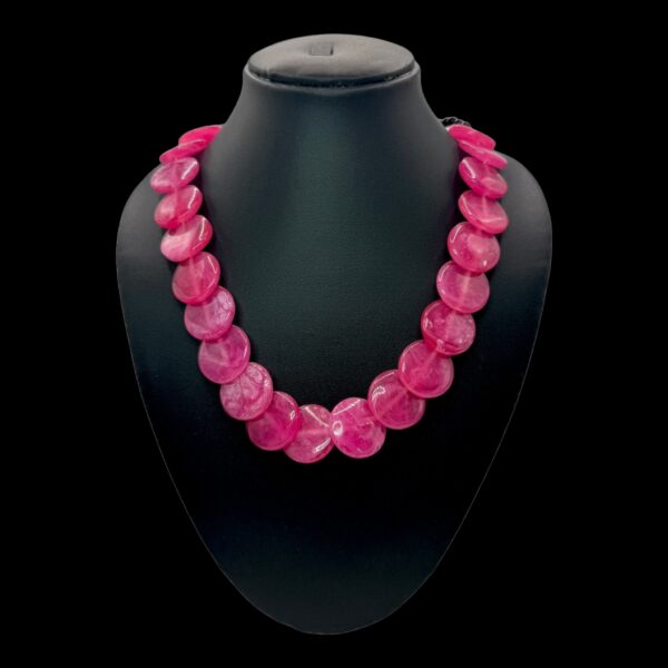 Fancy Short Beads Necklace- Pink Color , V-2748