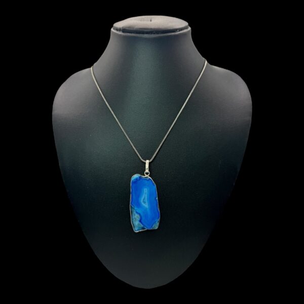 Fancy Mid- Length Chain- Sky Blue Color Stone Pendant, V-2744