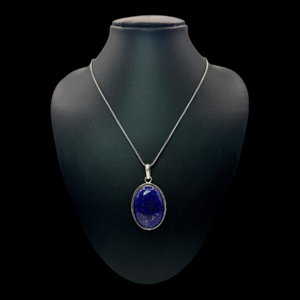 Fancy Mid- Length Chain- Blue Color Stone Pendant, V-2745