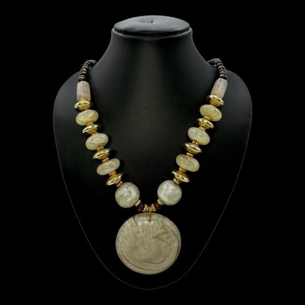 Fancy Short Beads Necklace- White Color, V-2760