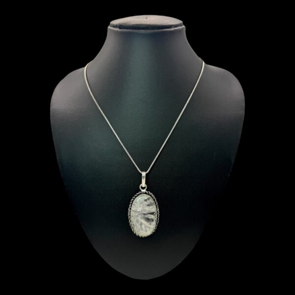 Fancy Mid- Length Chain- White Color Stone Pendant, V-2742