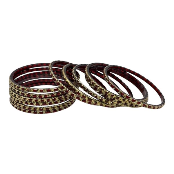 Glass Bangles- Maroon Color- 12 Bangles Set, Product Code: V-2938