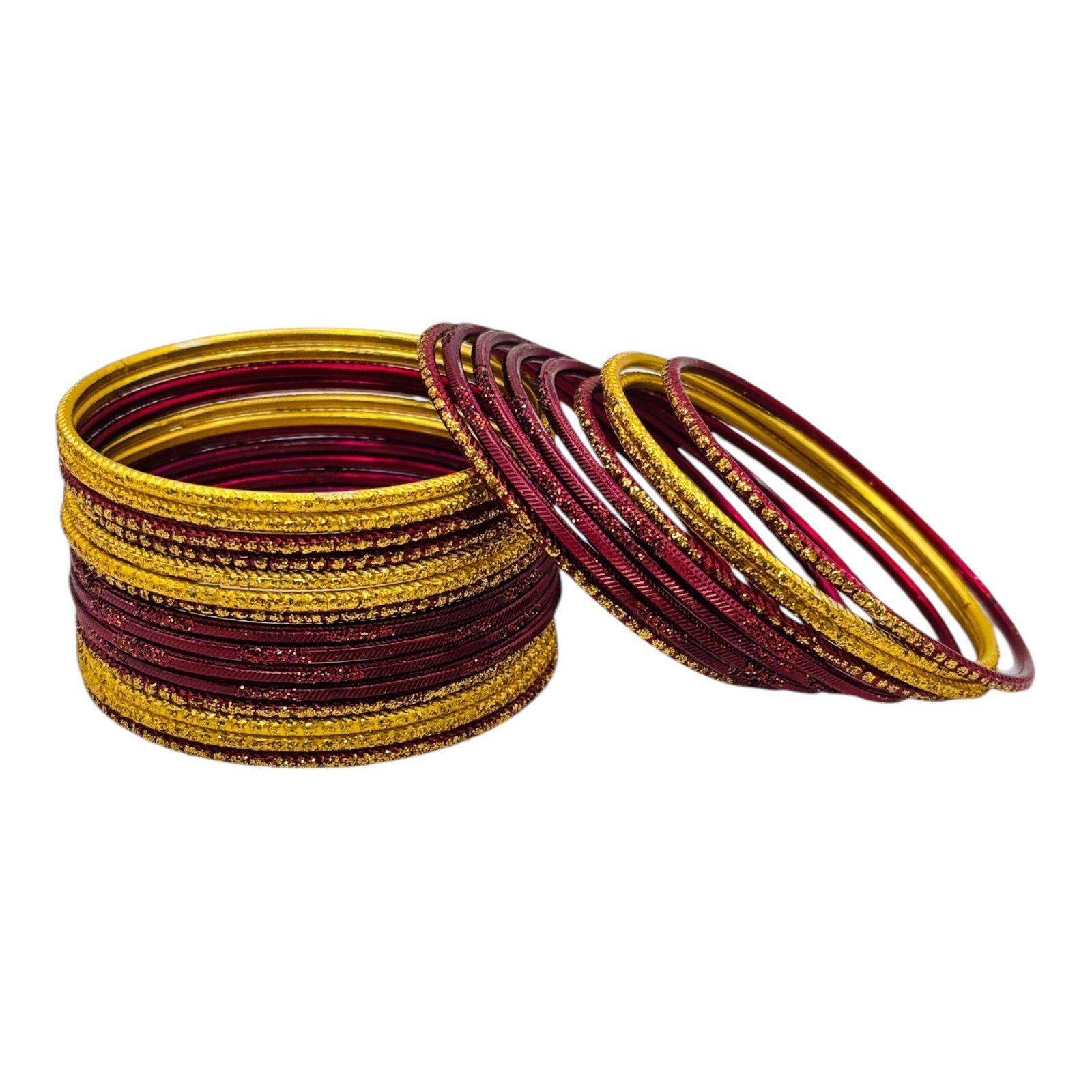 Metal Bangles- Maroon Color- 24 Bangles Set, Product Code: V-3057